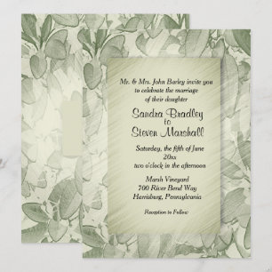 Vintage Olive Leaves Wedding Invitation
