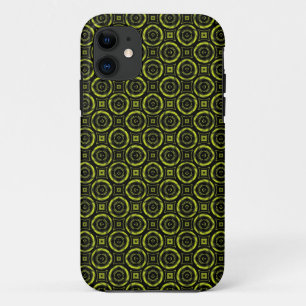 Vintage olive modern geometric pattern fabric iPhone 11 case