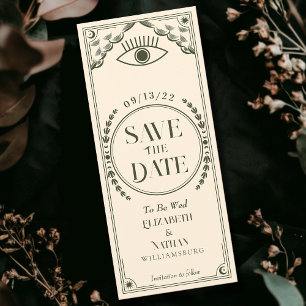 Vintage Olive Mystical Tarot Card Save the Date