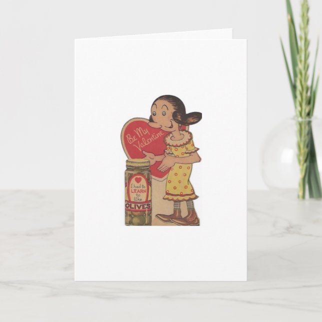 Vintage Olive Oil Valentine Holiday Card (Front)