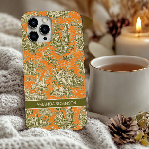 Vintage Olive Orange French Toile Floral Pattern iPhone 16 Case