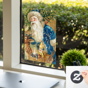 Vintage Olive Santa Claus with a Rudolph Window Cling