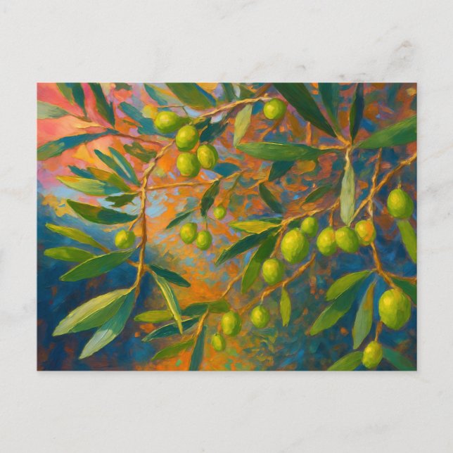 Vintage Olives Tuscany Italy Retro Europe Travel Postcard (Front)