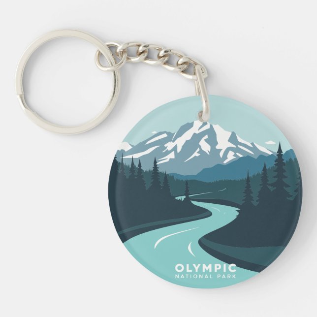 Vintage Olympic National Park Key Ring (Front)
