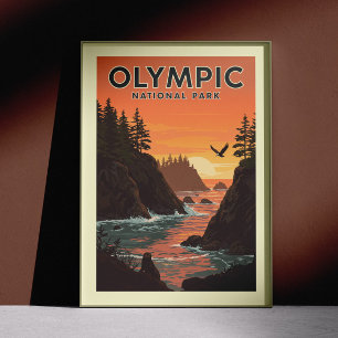  Vintage Olympic National Park Poster