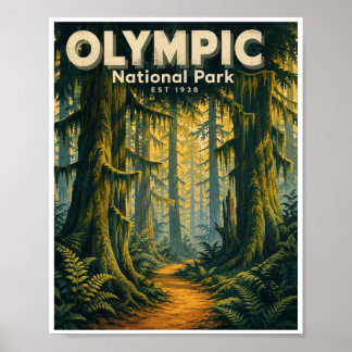 Vintage Olympic National Park Travel Poster