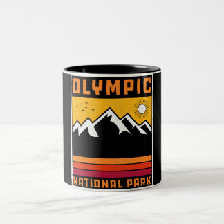 Vintage Olympic National Park Washington Souvenir Two-Tone Coffee Mug