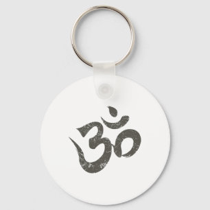 Vintage Om Meditation Spiritual Indian Yoga Symbol Key Ring