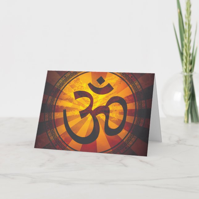 Vintage Om Symbol Print Card (Front)