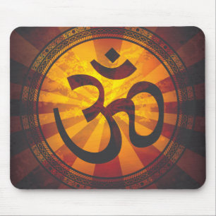 Vintage Om Symbol Print Mouse Mat