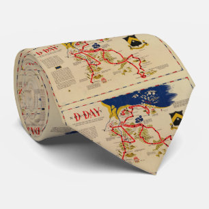 Vintage Omaha Beach D-Day Invasion Map (1945) Tie