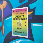 Vintage Ombre Concert Poster with Photo Custom<br><div class="desc">This poster is ready to be customised with your text and your own photo. Celebrate your favourite musician with a poster in the style of a vintage concert poster. Black bold text is set against a magenta, yellow and cyan blue ombre coloured background. Create custom decor for a rock and...</div>