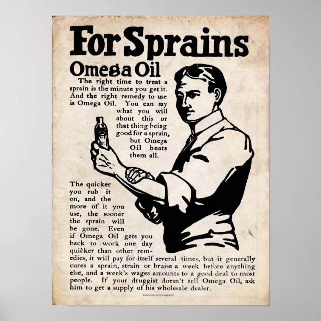 Vintage Omega Oil Pain Rub Print (Front)