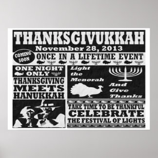 Vintage Once in a Lifetime Thanksgivukkah Poster