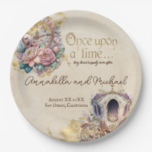 Vintage Once Upon a Time Watercolor Fairytale Paper Plate