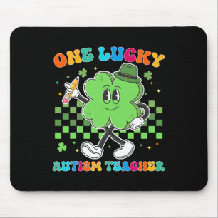 Vintage One Lucky Autism Teacher St Patrick Day Sc Mouse Mat