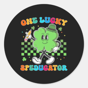 Vintage One Lucky Speducator St Patrick Day School Classic Round Sticker