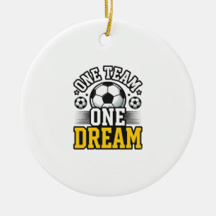 Vintage One Team One Dream Soccer Shirt Design_1 Ceramic Tree Decoration