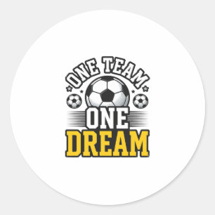 Vintage One Team One Dream Soccer Shirt Design_1 Classic Round Sticker