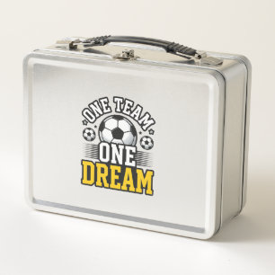 Vintage One Team One Dream Soccer Shirt Design_1 Metal Lunch Box
