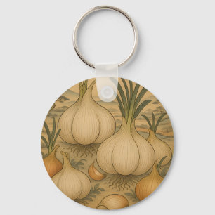 Vintage Onion Botanical Key Ring