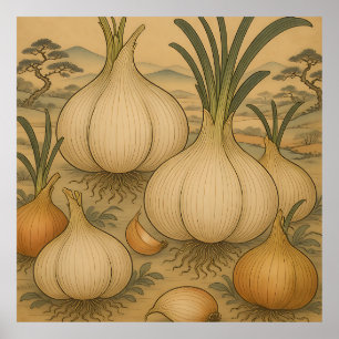 Vintage Onion Botanical  Poster