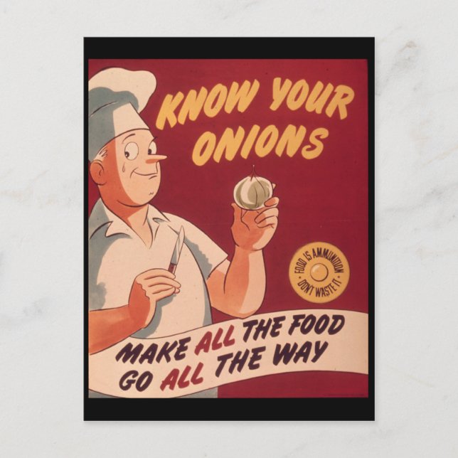 Vintage onions food and cooking postcard (Front)