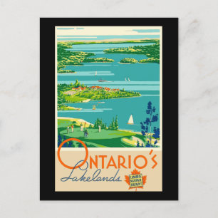 Vintage Ontario Canada Travel Poster, Postcard