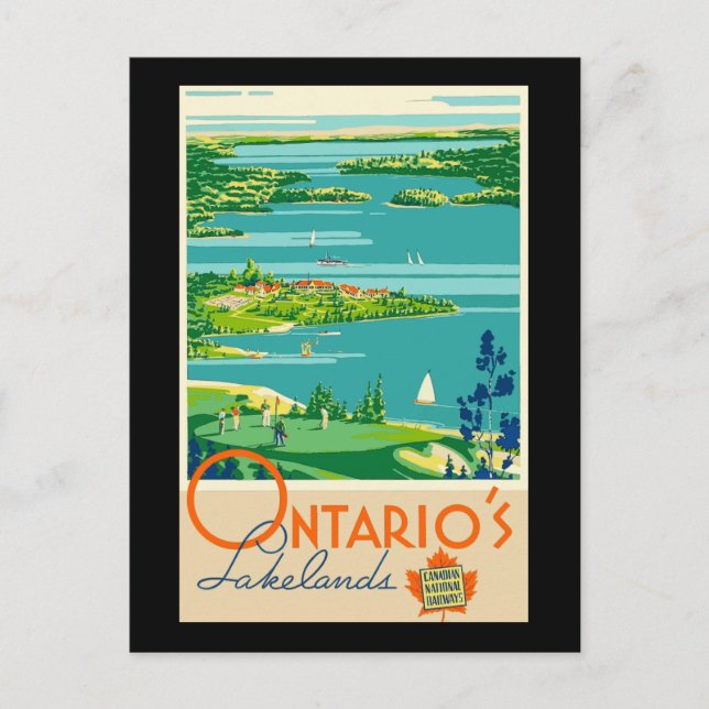 Vintage Ontario Canada Travel Poster, Postcard (Front)