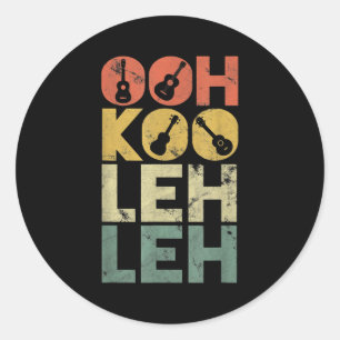 Vintage Ooh Koo Leh Leh Retro Guitar Hawaiian Uke Classic Round Sticker