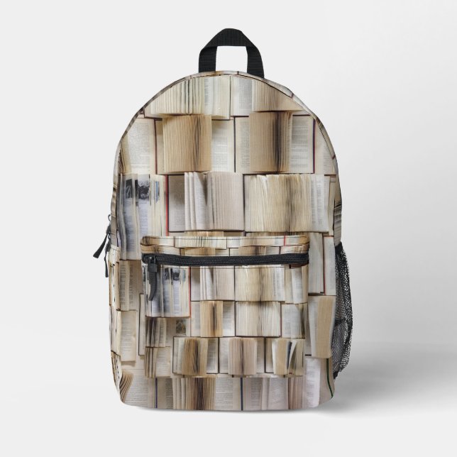 Vintage Open Books Book Pages Printed Backpack (Front)