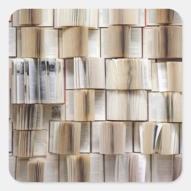 Vintage Open Books Book Pages Square Sticker (Front)
