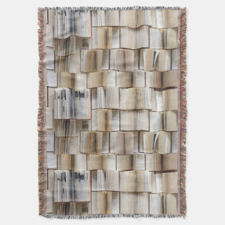 Vintage Open Books Book Pages Throw Blanket