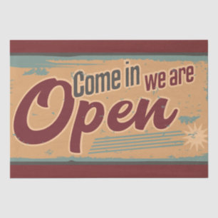 Vintage open business retro cafe garage  tissue paper