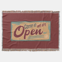 Vintage open business sign retro cafe garage red