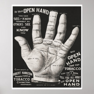 Vintage Open Hand Palmistry Print Advertisement