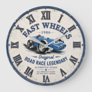 Vintage Open Wheel Race Car Classic Grand Prix Large Clock