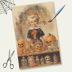 Vintage Orange and Tan Spooky Halloween Tissue Paper