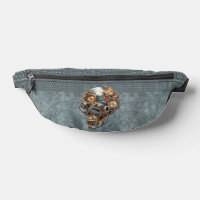 Vintage Orange and Teal Grey Steampunk Skull
