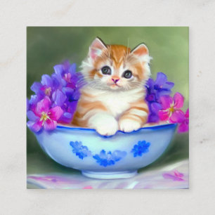 Vintage Orange and White Kitten Illustration Enclosure Card
