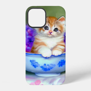 Vintage Orange and White Kitten Illustration iPhone 12 Case