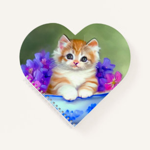 Vintage Orange and White Kitten Illustration Notebook