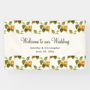 Vintage Orange Apricots Watercolor Pattern Wedding Banner