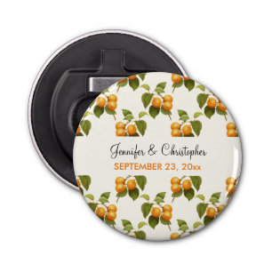 Vintage Orange Apricots Watercolor Pattern Wedding Bottle Opener