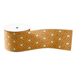 Vintage Orange Beige Triple Spiral Arab Pattern Grosgrain Ribbon