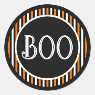 Vintage Orange & Black Halloween Carnaval Magic Classic Round Sticker