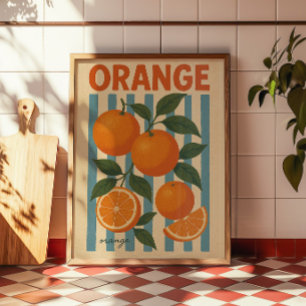 Vintage Orange Botanical Wall Art Citrus Kitchen