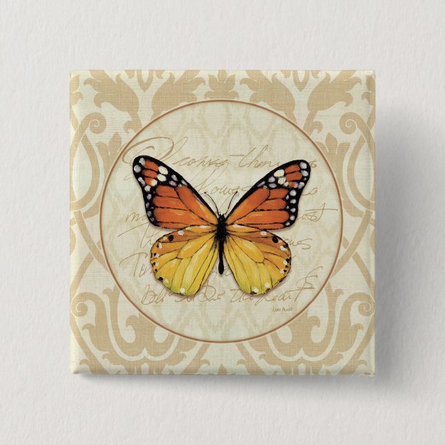 Vintage Orange Butterfly 15 Cm Square Badge (Front)