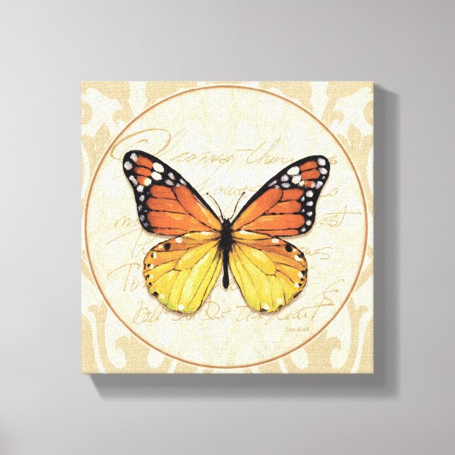 Vintage Orange Butterfly Canvas Print (Front)