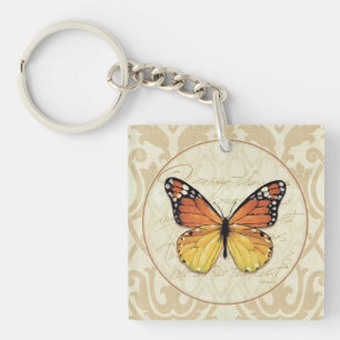 Vintage Orange Butterfly Key Ring